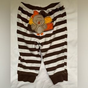 Carter’s turkey pants 6 months brown and white with turkey detail